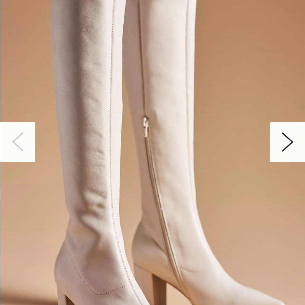 Anthropologie Beige Knee White Boots